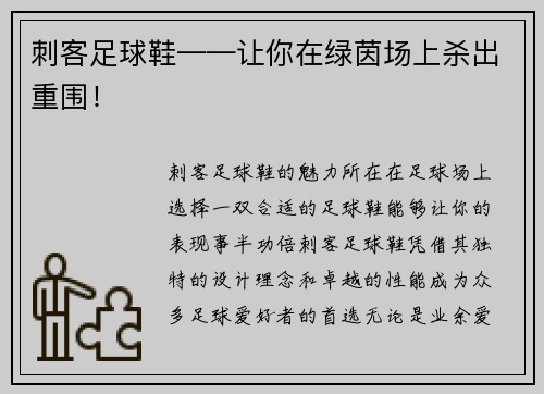 刺客足球鞋——让你在绿茵场上杀出重围！