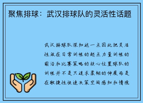 聚焦排球：武汉排球队的灵活性话题